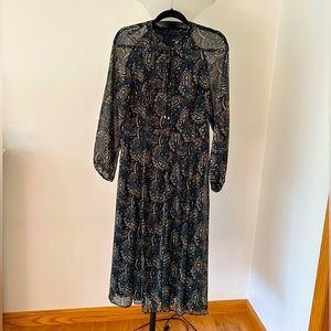 Tommy Hilfiger dark green black Paisley chiffon dress